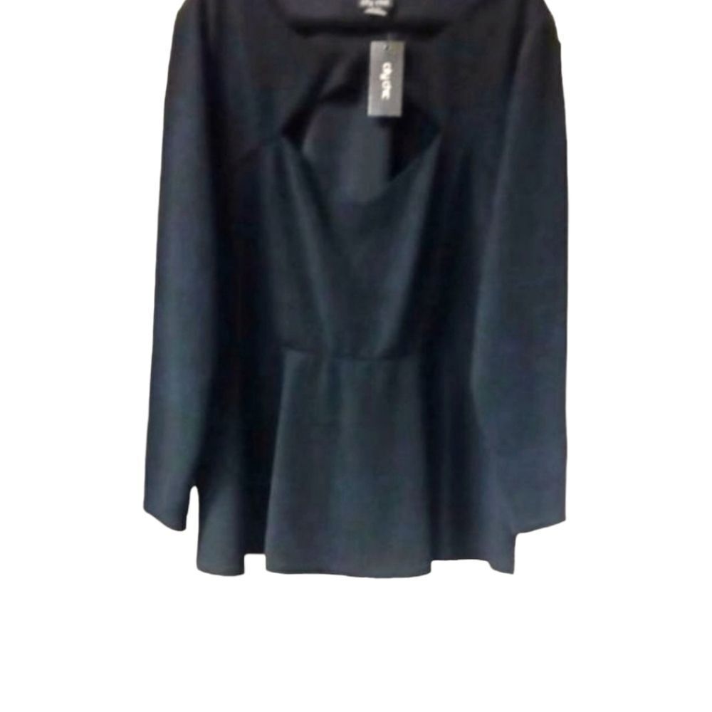 CITY CHIC Plus Size Black Front Keyhole Long Sleeve Tunic.